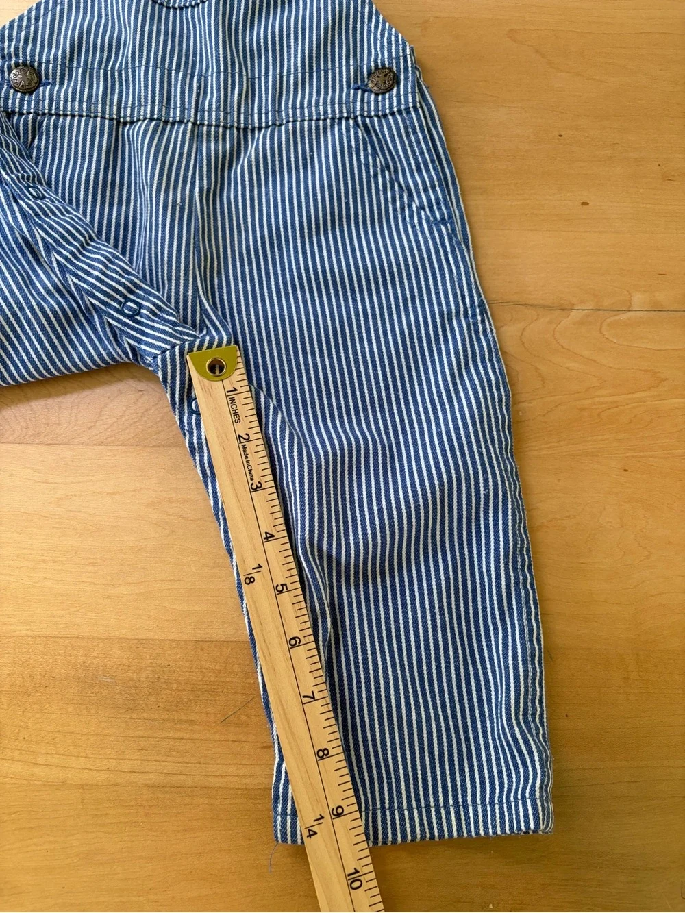 Vintage Toddler OshKosh Striped Railroad Baby Denim Overall Bibs